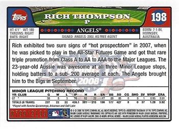 2008 Topps Opening Day - Gold #198 Rich Thompson Back