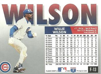 1993 Fleer Final Edition #F-13 Willie Wilson Back