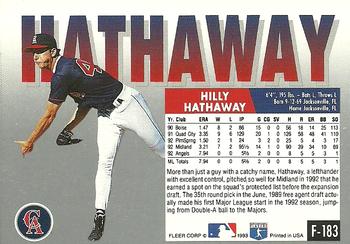 1993 Fleer Final Edition #F-183 Hilly Hathaway Back