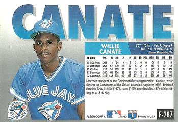 1993 Fleer Final Edition #F-287 Willie Canate Back