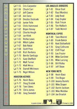 1993 Fleer Final Edition #F-298 Checklist: F1-F104 Back