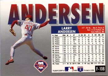 1993 Fleer Final Edition #F-108 Larry Andersen Back