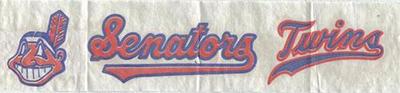 1969 Fleer Iron-Ons #NNO Cleveland Indians Logo / Washington Senators Script / Minnesota Twins Script Front
