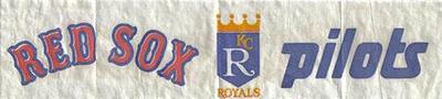 1969 Fleer Iron-Ons #NNO Boston Red Sox Script / Kansas City Royals Logo / Seattle Pilots Script Front