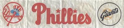 1969 Fleer Iron-Ons #NNO New York Yankees Logo / Philadelphia Phillies Script / San Francisco Giants Logo Front