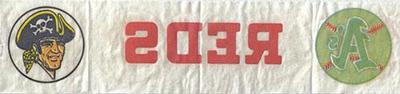 1969 Fleer Iron-Ons #NNO Oakland Athletics Logo / Cincinnati Reds Script / Pittsburgh Pirates Logo Back