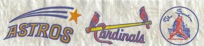 1969 Fleer Iron-Ons #NNO Houston Astros Script / St. Louis Cardinals Script / Washington Senators Logo Front