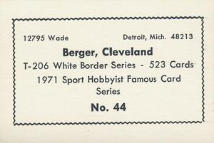 1971 Sports Hobbyist Famous Card Series #44 Heinie Berger Back