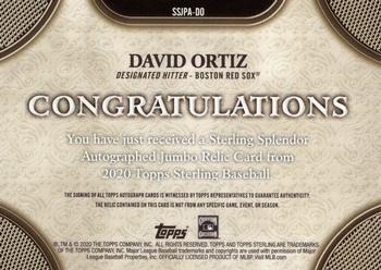 2020 Topps Sterling - Sterling Splendor Jumbo Patch Autographs Red #SSJPA-DO David Ortiz Back