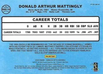2020 Donruss Optic - Retro 1986 Holo #R86-16 Don Mattingly Back
