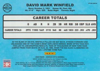 2020 Donruss Optic - Retro 1986 Holo #R86-22 Dave Winfield Back