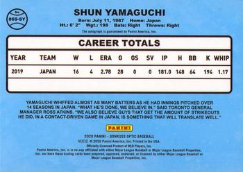 2020 Donruss Optic - Retro 1986 Signatures #86S-SY Shun Yamaguchi Back