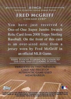 2008 Topps Sterling - Super Jumbo Patch #JS-FMC26 Fred McGriff Back