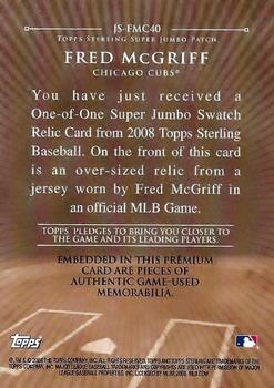 2008 Topps Sterling - Super Jumbo Patch #JS-FMC40 Fred McGriff Back