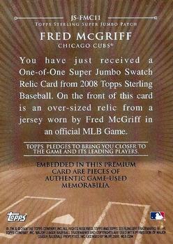 2008 Topps Sterling - Super Jumbo Patch #JS-FMC11 Fred McGriff Back