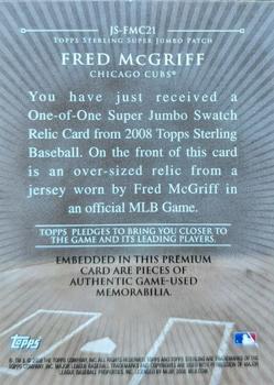 2008 Topps Sterling - Super Jumbo Patch #JS-FMC21 Fred McGriff Back