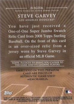 2008 Topps Sterling - Super Jumbo Patch #JS-SGD1 Steve Garvey Back
