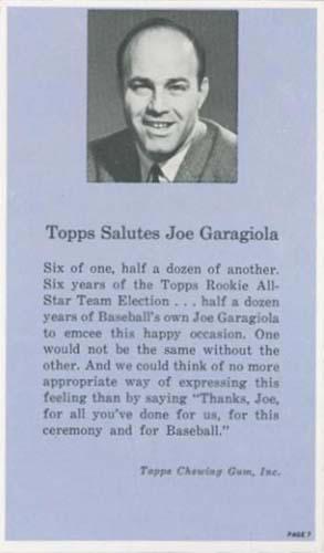 1964 Topps Rookie All Star Banquet #7 Topps Salutes Joe Garagiola Front