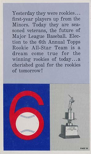 1964 Topps Rookie All Star Banquet #35 Rookie All-Star Trophy Front