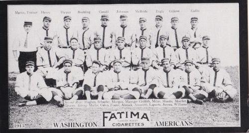 1988 1913 Fatima Teams (T200) Oversized Reprints #NNO Washington Senators Front