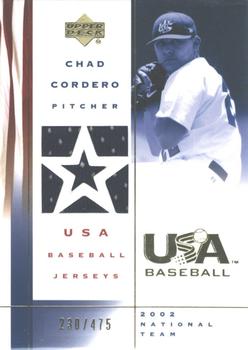 2002 Upper Deck USA Baseball National Team - USA Baseball Jerseys #US-CC Chad Cordero Front