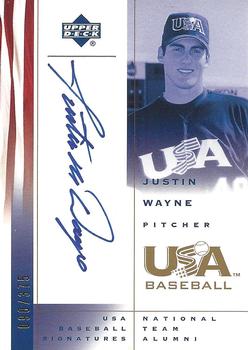 2002 Upper Deck USA Baseball National Team - USA Baseball Signatures #JW Justin Wayne Front