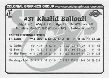 2005 Huntsville Stars Team Issue #NNO Khalid Ballouli Back