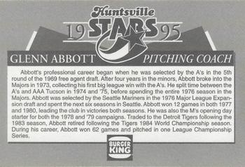 1995 Burger King Huntsville Stars #NNO Glenn Abbott Back