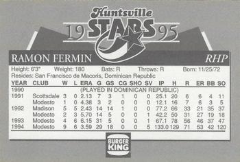 1995 Burger King Huntsville Stars #NNO Ramon Fermin Back