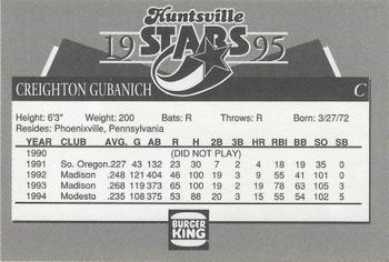 1995 Burger King Huntsville Stars #NNO Creighton Gubanich Back
