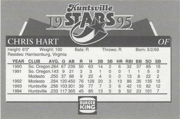 1995 Burger King Huntsville Stars #NNO Chris Hart Back