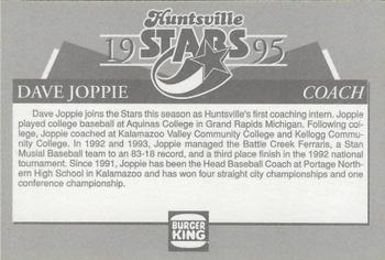 1995 Burger King Huntsville Stars #NNO Dave Joppie Back