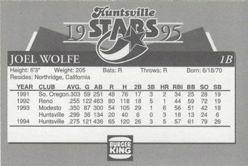 1995 Burger King Huntsville Stars #NNO Joel Wolfe Back