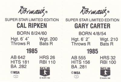 1986 Dorman's Super Stars - Panels #NNO Gary Carter / Cal Ripken Back