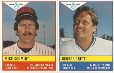 1985 General Mills Stickers - Panels #NNO Mike Schmidt / George Brett Front