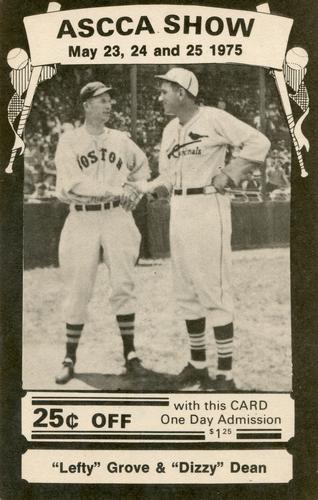 1975 ASCCA Show Ad Card #NNO Lefty Grove / Dizzy Dean Front