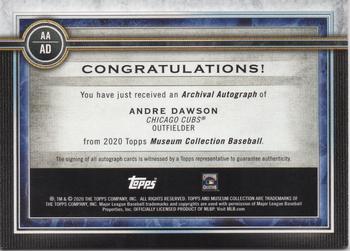 2020 Topps Museum Collection - Archival Autographs Copper #AA-AD Andre Dawson Back