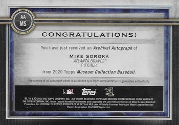 2020 Topps Museum Collection - Archival Autographs Copper #AA-MS Mike Soroka Back