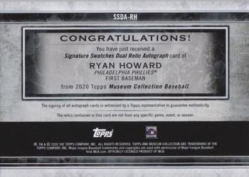 2020 Topps Museum Collection - Single-Player Signature Swatches Dual Relic Autograph Copper #SSDA-RH Ryan Howard Back