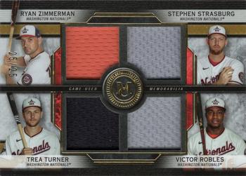 2020 Topps Museum Collection - Four-Player Primary Pieces Quad Relics Gold #FPR-ZSTR Ryan Zimmerman / Trea Turner / Victor Robles / Stephen Strasburg Front