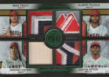 2020 Topps Museum Collection - Four-Player Primary Pieces Quad Relics Emerald #FPR-TPOU Justin Upton / Albert Pujols / Shohei Ohtani / Mike Trout Front