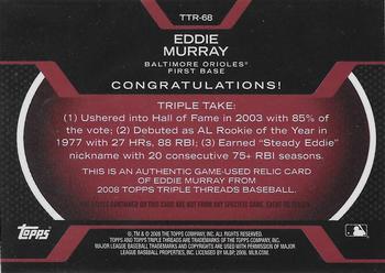 2008 Topps Triple Threads - Relics #TTR-68 Eddie Murray Back