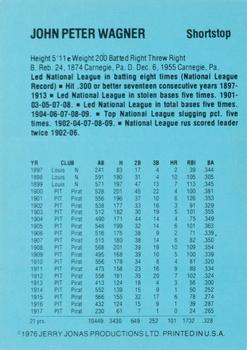 1976 Jerry Jonas All Time Greats #NNO Honus Wagner Back