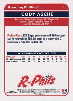 2012 Grandstand Reading Phillies Update #NNO Cody Asche Back