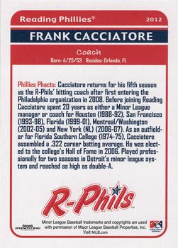 2012 Grandstand Reading Phillies Update #NNO Frank Cacciatore Back
