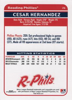2012 Grandstand Reading Phillies Update #NNO Cesar Hernandez Back