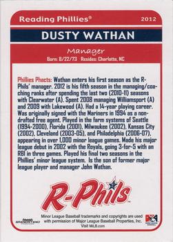 2012 Grandstand Reading Phillies Update #NNO Dusty Wathan Back
