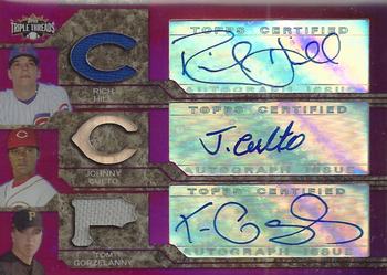 2008 Topps Triple Threads - Relics Combos Autographs #TTARC-20 Rich Hill / Johnny Cueto / Tom Gorzelanny Front