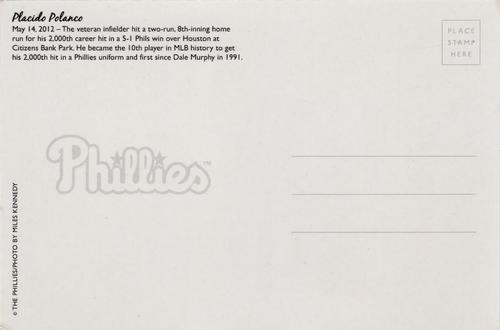 2012 Philadelphia Phillies Fan Appreciation Day Postcards #NNO Placido Polanco Back
