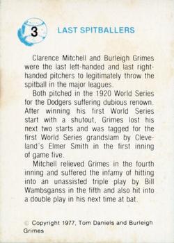 1977 Tom Daniels Burleigh Grimes #3 Burleigh Grimes / Clarence Mitchell Back